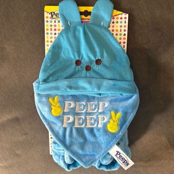 Blue Peeps Easter Infant Baby 3 Piece Set - Hat Bib & Bunny Booties NEW - Picture 2 of 6